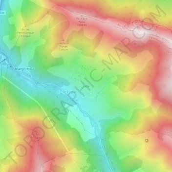 Mappa topografica Cette, altitudine, rilievo