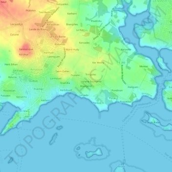 Mappa topografica Bourgerel, altitudine, rilievo