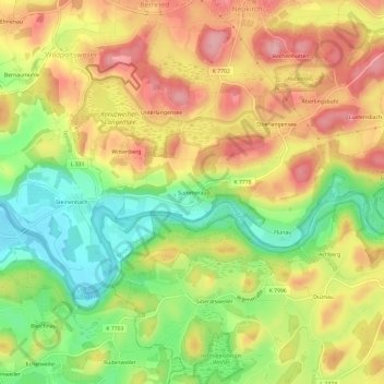 Mappa topografica Summerau, altitudine, rilievo