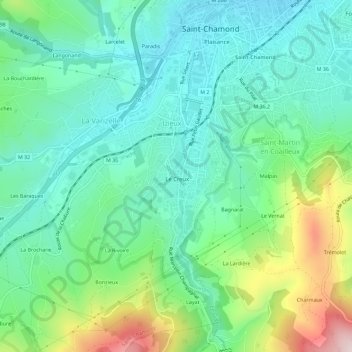 Mappa topografica Le Creux, altitudine, rilievo