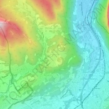 Mappa topografica Tremona, altitudine, rilievo