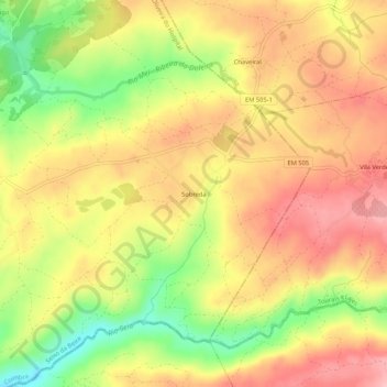 Mappa topografica Sobreda, altitudine, rilievo