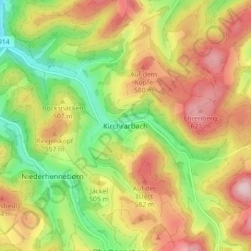 Mappa topografica Kirchrarbach, altitudine, rilievo