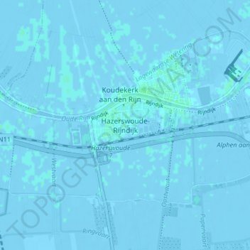 Mappa topografica Hazerswoude-Rijndijk, altitudine, rilievo