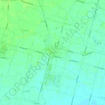 Mappa topografica Arsego, altitudine, rilievo