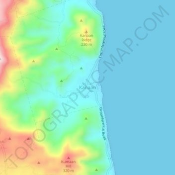 Mappa topografica Kanaan, altitudine, rilievo