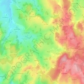 Mappa topografica Le Mont, altitudine, rilievo