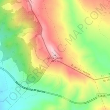 Mappa topografica Serra Palese, altitudine, rilievo
