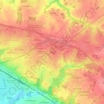 Mappa topografica Therbé, altitudine, rilievo