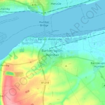 Mappa topografica Barton-upon-Humber, altitudine, rilievo