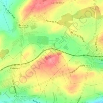 Mappa topografica Le Genevrey, altitudine, rilievo