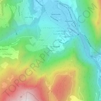 Mappa topografica Botolière, altitudine, rilievo