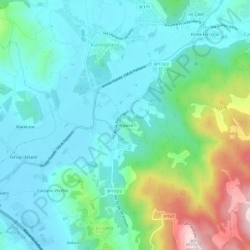 Mappa topografica Migiana, altitudine, rilievo