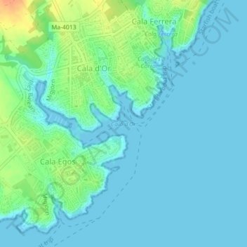 Mappa topografica Cala d’Or, altitudine, rilievo