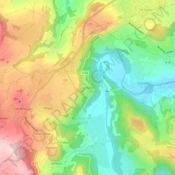 Mappa topografica Les Ayeux, altitudine, rilievo