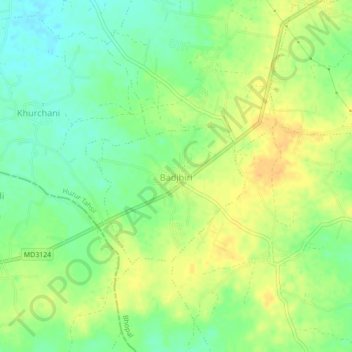 Mappa topografica Badjhiri, altitudine, rilievo