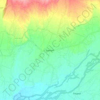Mappa topografica Jourian, altitudine, rilievo