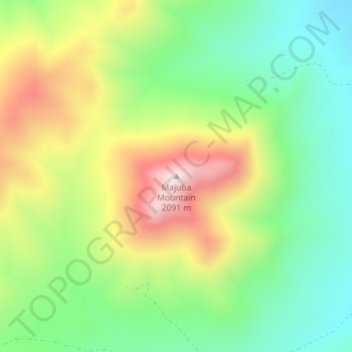 Mappa topografica Majuba Mountain, altitudine, rilievo