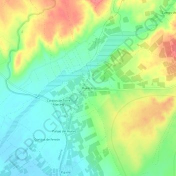 Mappa topografica Ruescas, altitudine, rilievo
