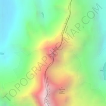 Mappa topografica Ninashanca, altitudine, rilievo