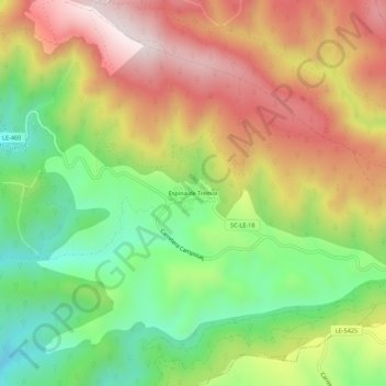 Mappa topografica Espina de Tremor, altitudine, rilievo