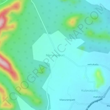 Mappa topografica Marungapuri, altitudine, rilievo