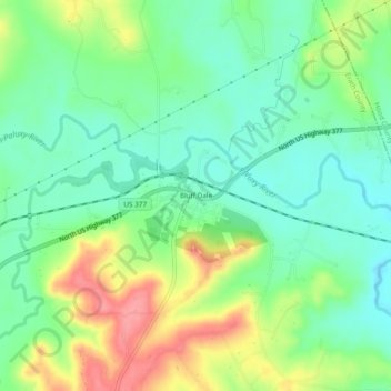 Mappa topografica Bluff Dale, altitudine, rilievo