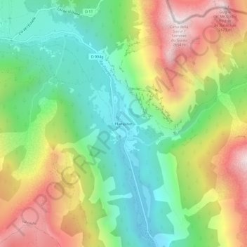 Mappa topografica Plampinet, altitudine, rilievo