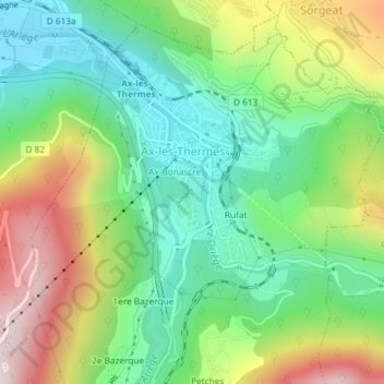 Mappa topografica Rocher de la Vierge, altitudine, rilievo