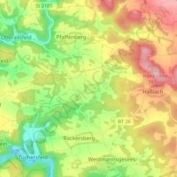 Mappa topografica Kleinlesau, altitudine, rilievo