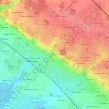 Mappa topografica Ker Rado, altitudine, rilievo