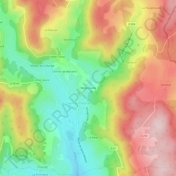 Mappa topografica Notre-Dame, altitudine, rilievo