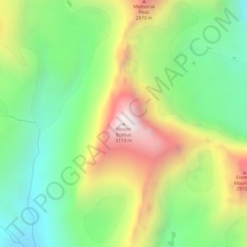 Mappa topografica Mount Erebus, altitudine, rilievo