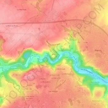 Mappa topografica Kertau, altitudine, rilievo