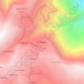 Mappa topografica Chullaquisca, altitudine, rilievo