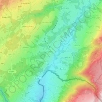 Mappa topografica Siebers, altitudine, rilievo