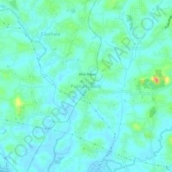 Mappa topografica Pukkattupady, altitudine, rilievo