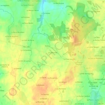 Mappa topografica La Labourais, altitudine, rilievo