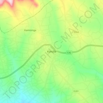 Mappa topografica Kimilili, altitudine, rilievo