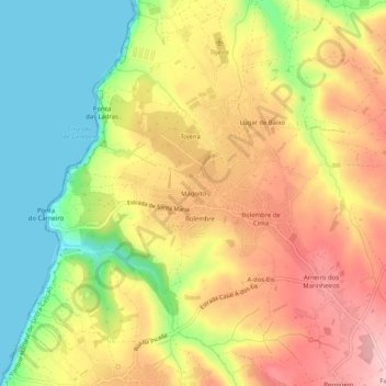 Mappa topografica Magoito, altitudine, rilievo