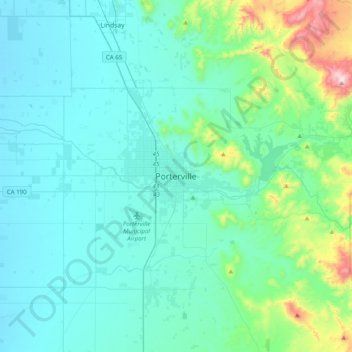 Mappa topografica Porterville, altitudine, rilievo