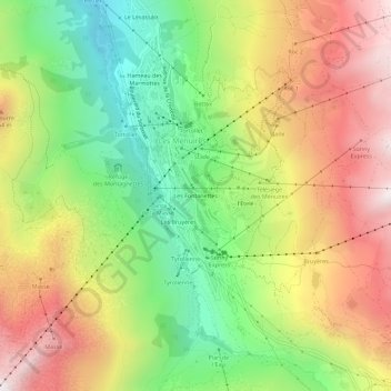 Mappa topografica Les Fontanettes, altitudine, rilievo