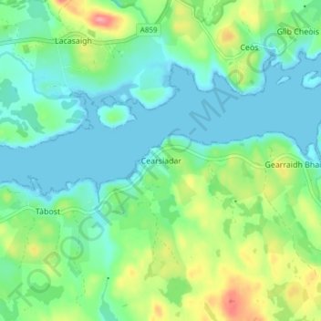 Mappa topografica Kershader, altitudine, rilievo