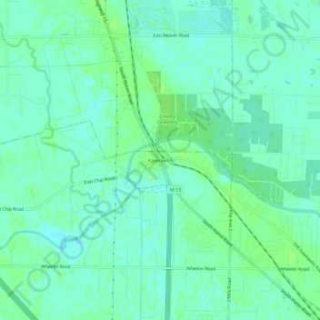 Mappa topografica Kawkawlin, altitudine, rilievo