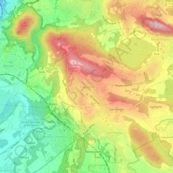 Mappa topografica Capiago, altitudine, rilievo