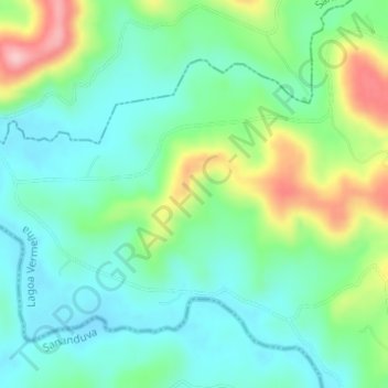 Mappa topografica Linha Cajuru, altitudine, rilievo