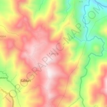 Mappa topografica Kamog, altitudine, rilievo
