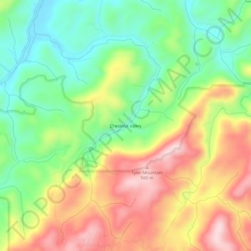 Mappa topografica Chestnut Valley, altitudine, rilievo