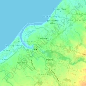Mappa topografica Ibayo Silangan, altitudine, rilievo