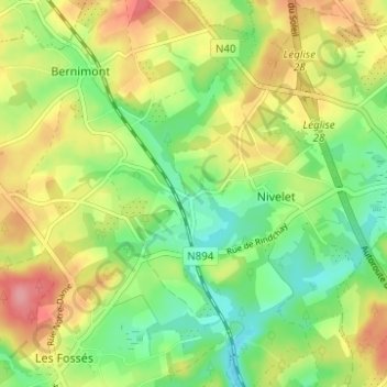 Mappa topografica Lavaux, altitudine, rilievo